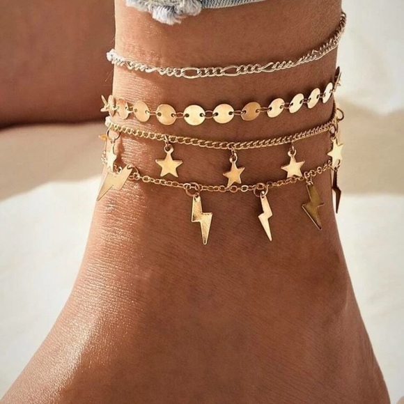 Jewelry - 3/$30 Star & Lightening Bolt Charm Anklet